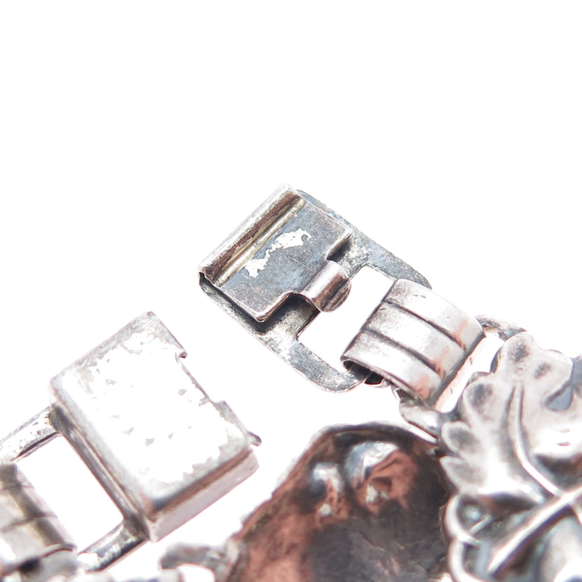 925 Sterling Silver Antique Grape Floral Oxidized Bracelet 7.25" PAT. 236854