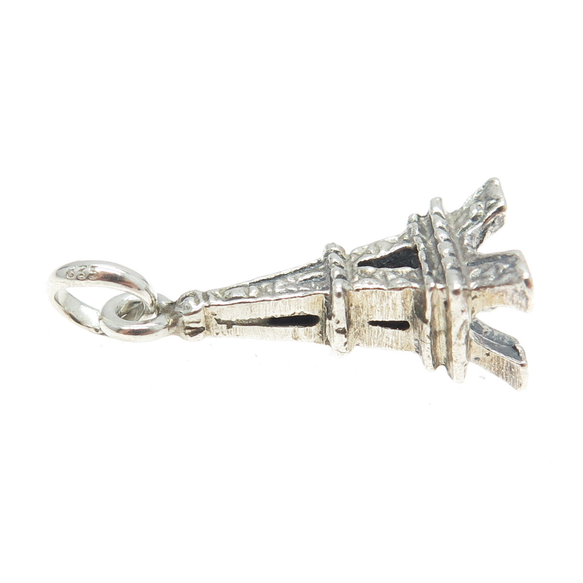 835 Silver Vintage Eiffel Tower Minimalist 3D Charm Pendant