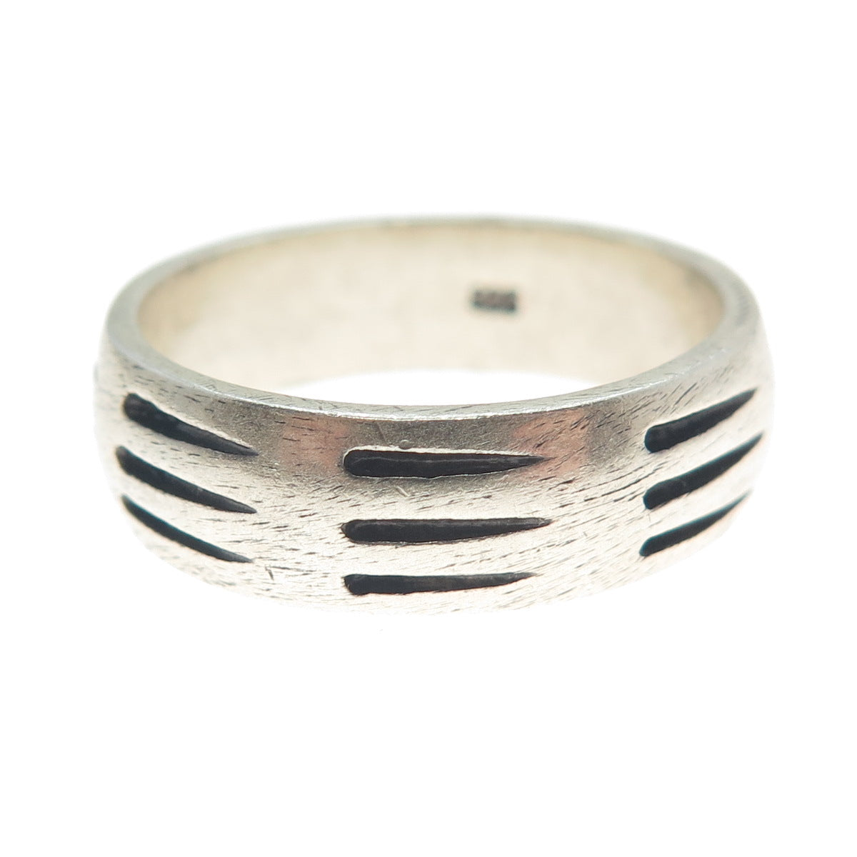 925 Sterling Silver Vintage Bear Claw Scratches Print Band Ring Size 11.5