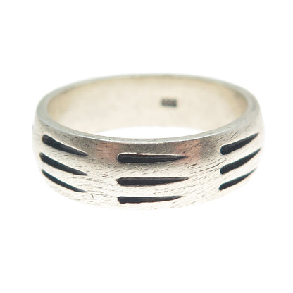925 Sterling Silver Vintage Bear Claw Scratches Print Band Ring Size 11.5