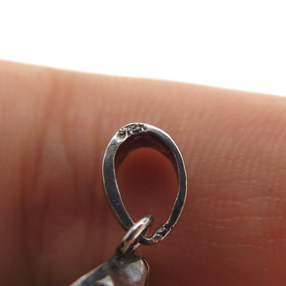 925 Sterling Silver Vintage Real Black Onyx Oxidized Charm Pendant