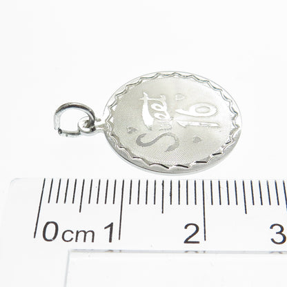 925 Sterling Silver Vintage Sweet 16 Round Tag Charm Pendant