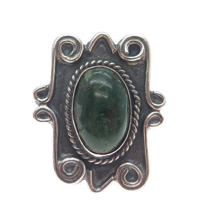 Old Pawn Sterling Silver Vintage Royston Turquoise Oxidized Tribal Ring Size 7