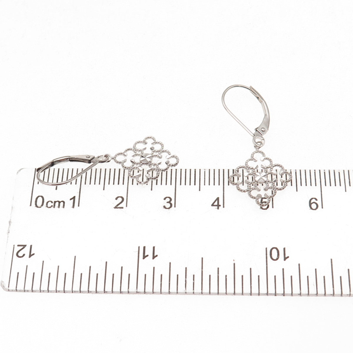 Jacmel Mauritius 14K White Gold Floral Dangle Earrings