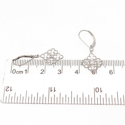 Jacmel Mauritius 14K White Gold Floral Dangle Earrings