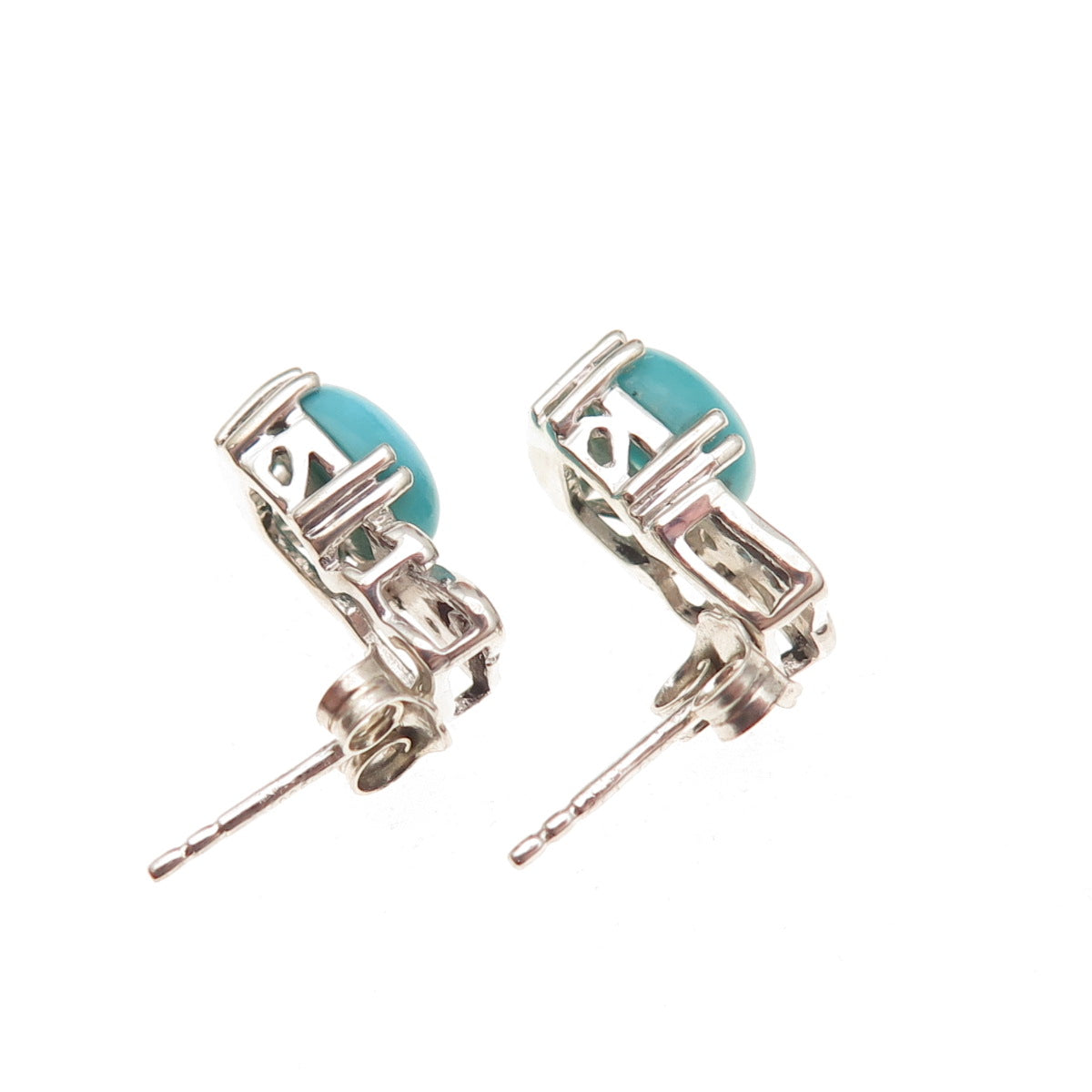 925 Sterling Silver Real Sleeping Beauty Turquoise & Apatite Earrings