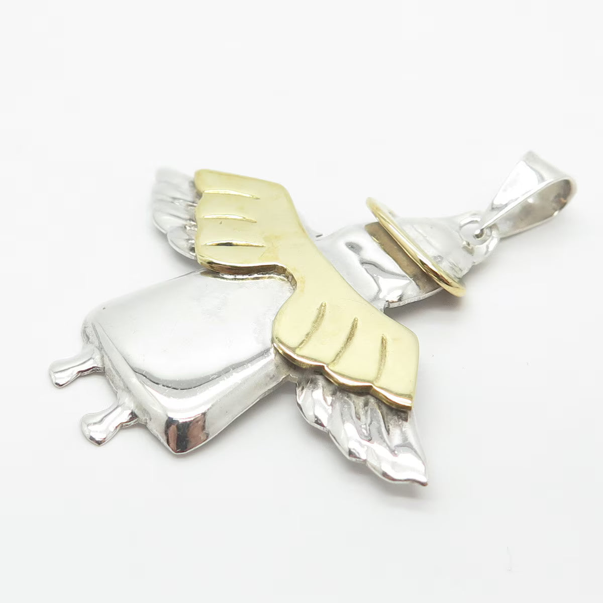 925 Sterling Silver 2-Tone Vintage Mexico Angel Pendant