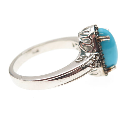 Chuck Clemency 925 Sterling Silver Real Diamond & Turquoise Ring Size 8