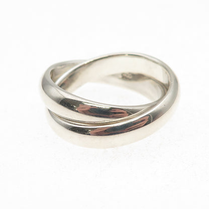 925 Sterling Silver Vintage Interlocked Trinity Band Ring Size 9.25