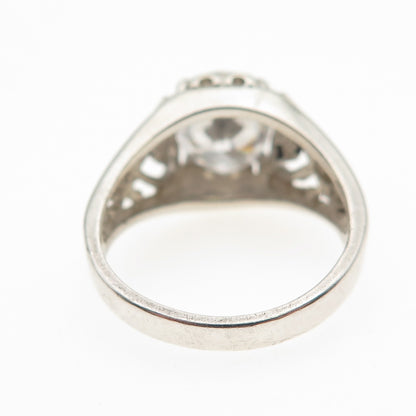 Chateau D’Argent Sterling Silver Vintage Oval-Cut C Z Heart Promise Ring Size 7