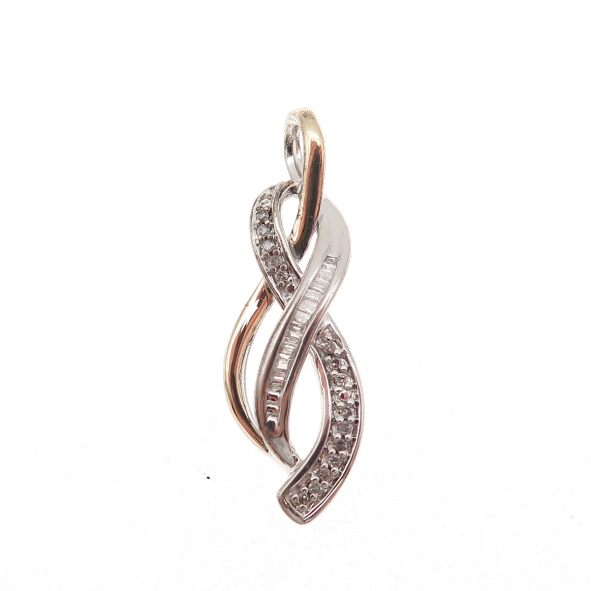 Sun 925 Sterling Silver 14K Gold Real Diamond Infinity Charm Pendant