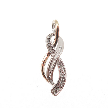 Sun 925 Sterling Silver 14K Gold Real Diamond Infinity Charm Pendant