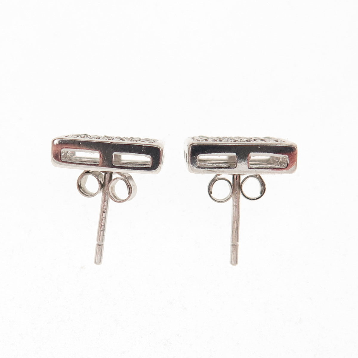 925 Sterling Silver Round-Cut C Z Sparkle Square Stud Earrings