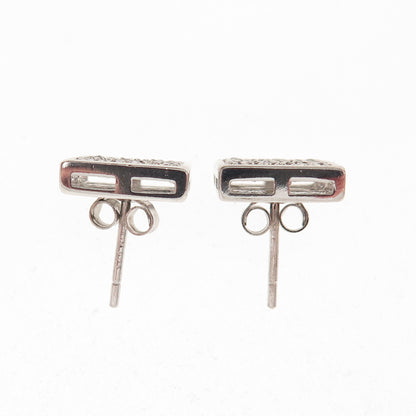 925 Sterling Silver Round-Cut C Z Sparkle Square Stud Earrings