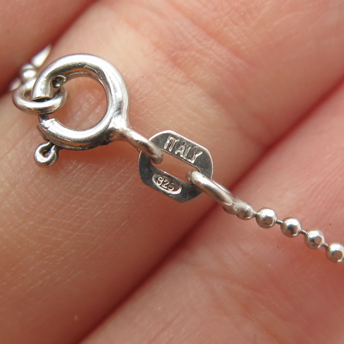 925 Sterling Silver Italy Ball Beaded Chain Necklace 18"