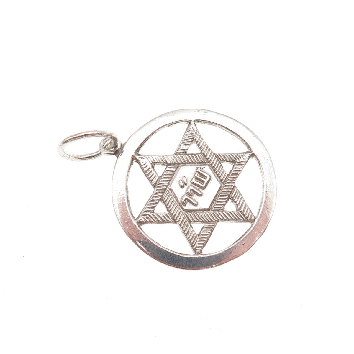 925 Sterling Silver Vintage Star of David Judaica Charm Pendant