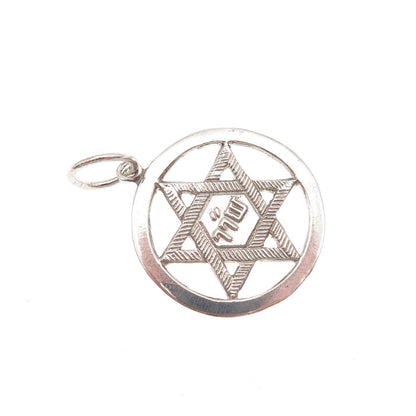 925 Sterling Silver Vintage Star of David Judaica Charm Pendant