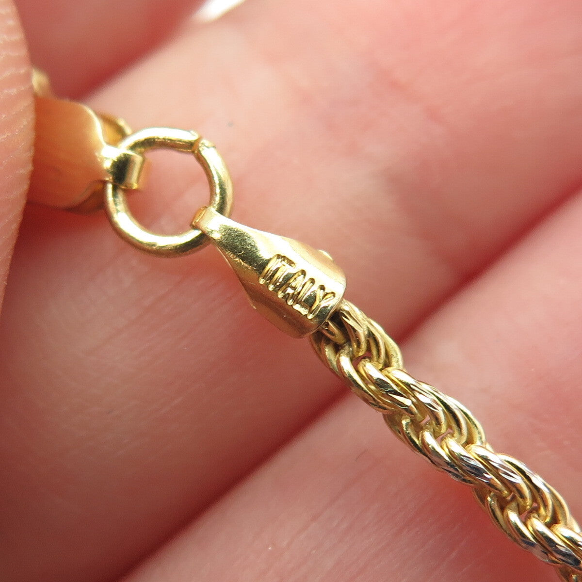P. LUX 925 Sterling Silver Gold Plated Italy Rope Chain Necklace 24"