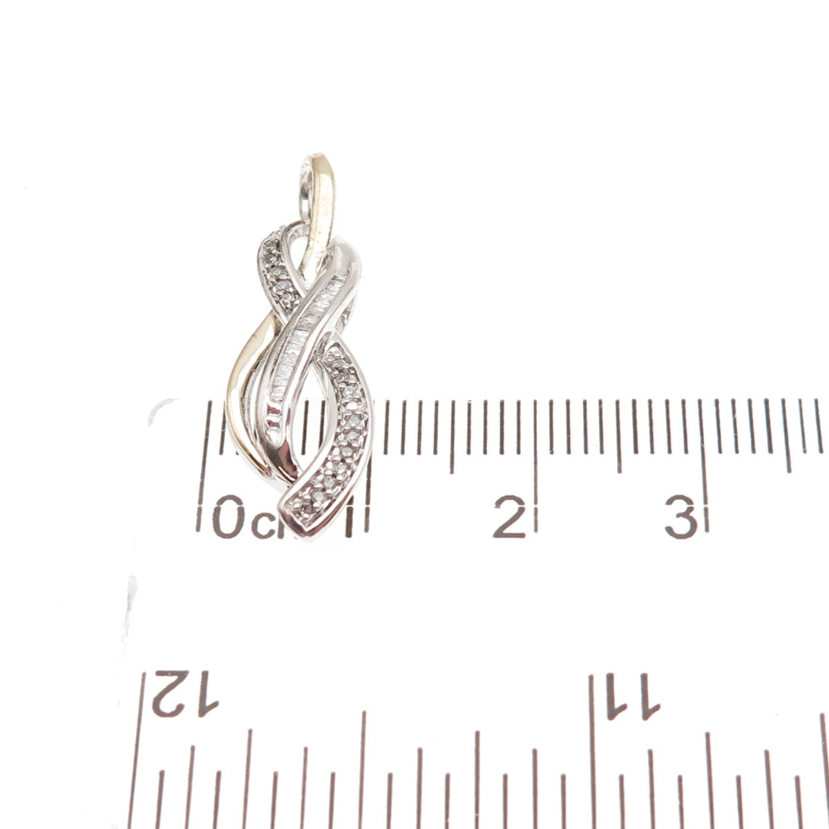 Sun 925 Sterling Silver 14K Gold Real Diamond Infinity Charm Pendant