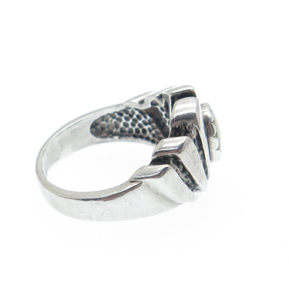 WHEELER MFG CO. 925 Sterling Silver Vintage Real MOP Oxidized Ring Size 5