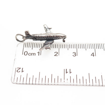 925 Sterling Silver Vintage BOAC Comet IV Airplane Oxidized Locket Charm Pendant