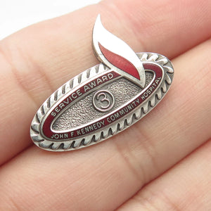 925 Sterling Silver Vintage Enamel John F. Kennedy Community Hospital Pin Brooch