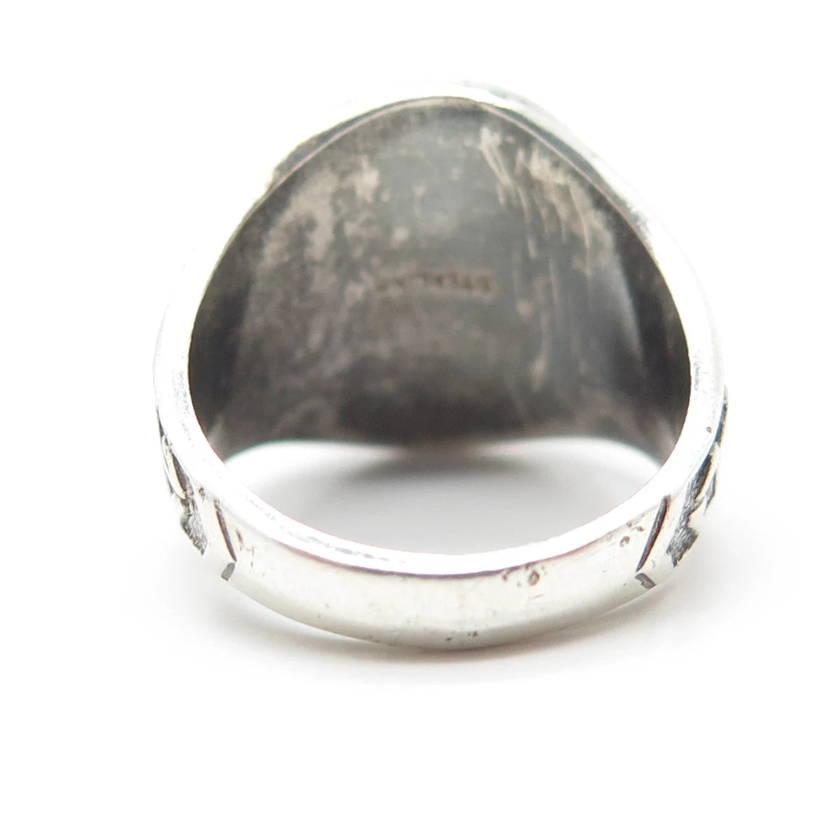925 Sterling Silver Vintage 1972 Blue Glass "St. John" School Ring Size 6.5