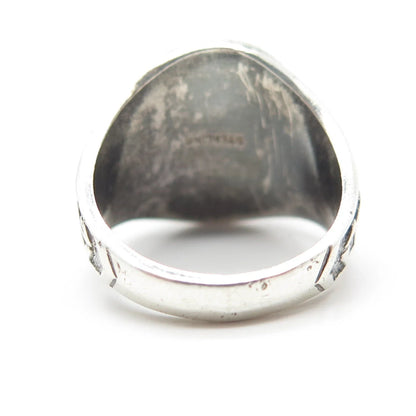 925 Sterling Silver Vintage 1972 Blue Glass "St. John" School Ring Size 6.5
