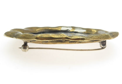 925 Sterling Silver 2-Tone Vintage Abstract Lady Modernist Pin Brooch