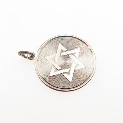 925 Sterling Silver Vintage Star of David Judaica Charm Pendant