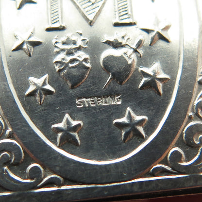 925 Sterling Silver Antique Art Deco St Mary Miraculous Religious Locket Pendant