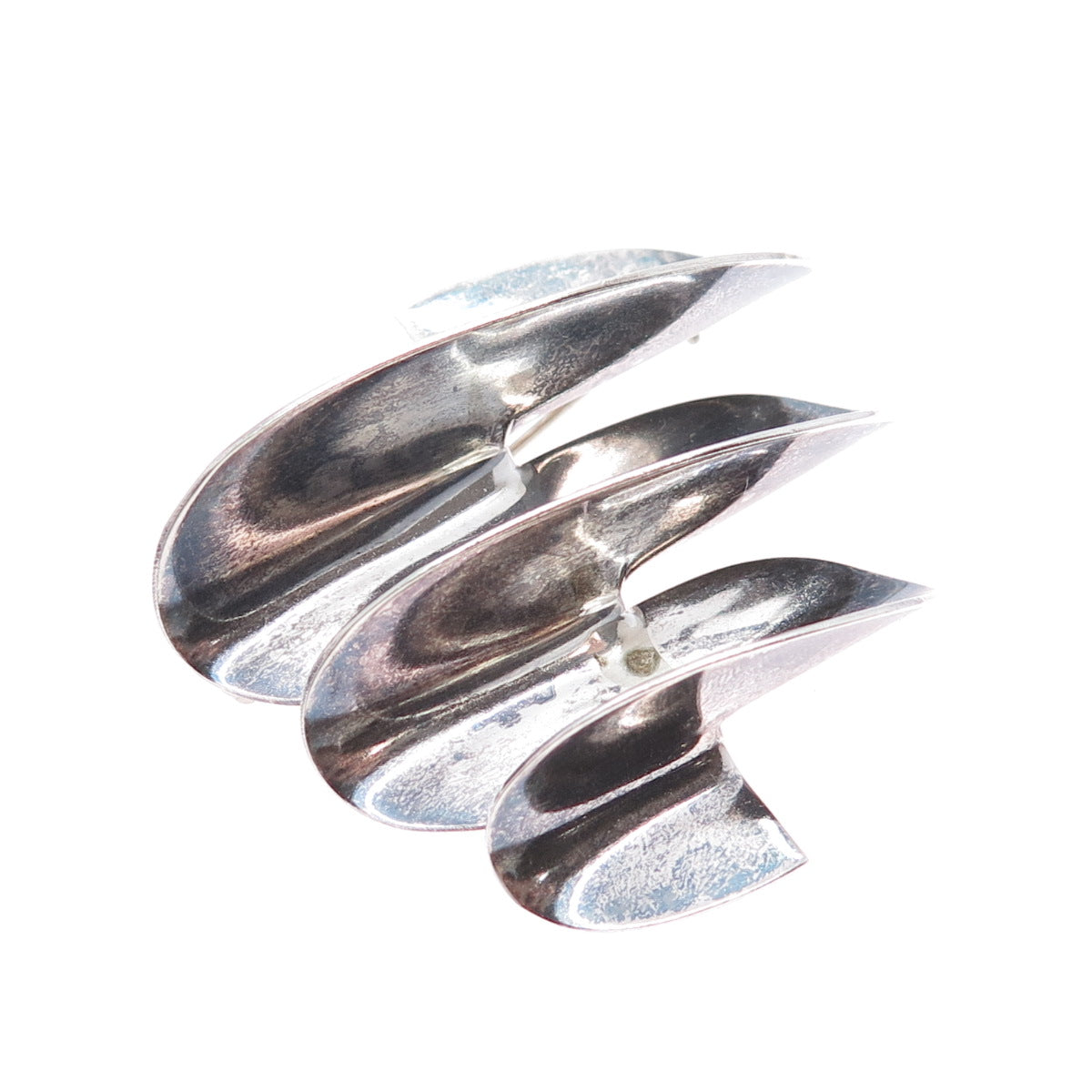 925 Sterling Silver Vintage Mexico Modernist Oxidized Pin Brooch