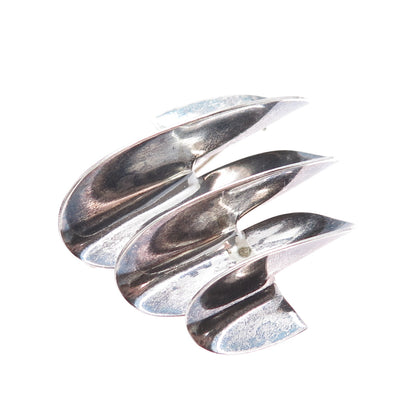 925 Sterling Silver Vintage Mexico Modernist Oxidized Pin Brooch