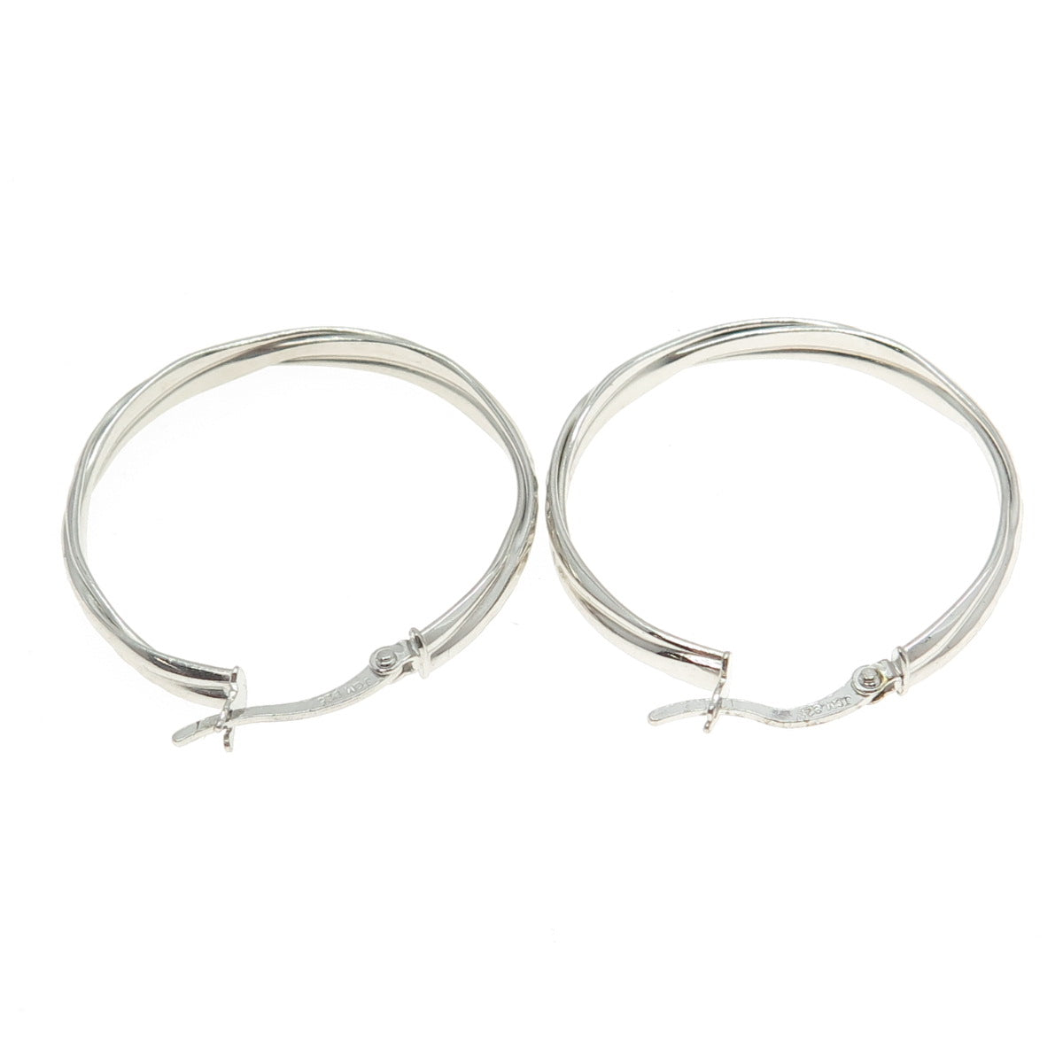 925 Sterling Silver Hammered Crisscross Hoop Earrings