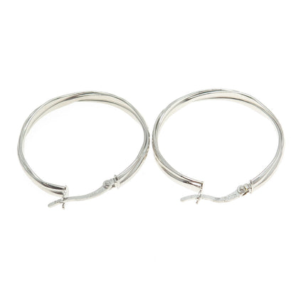 925 Sterling Silver Hammered Crisscross Hoop Earrings