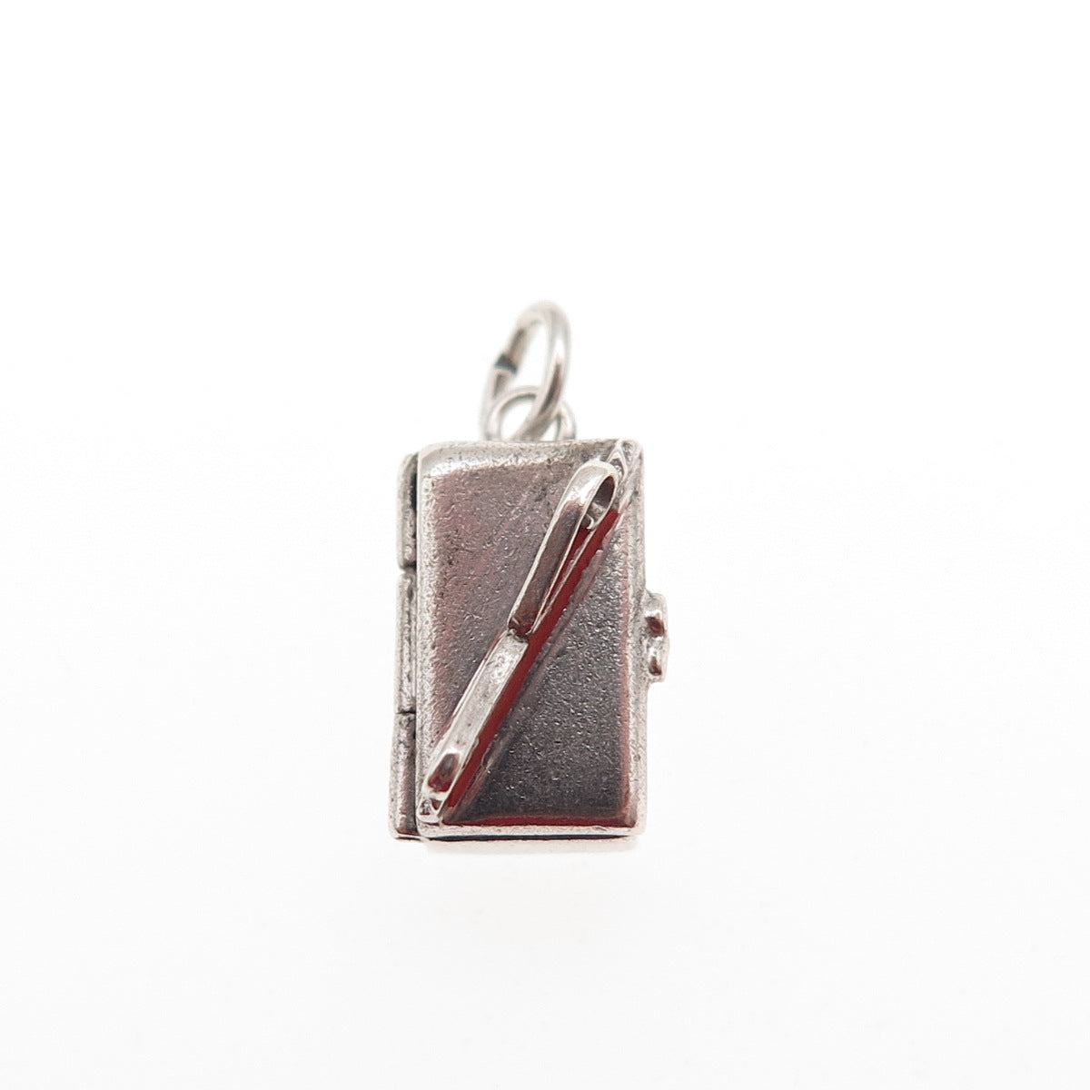 925 Sterling Silver Antique Art Deco Enamel Mystery Box 3D Mini Charm Pendant