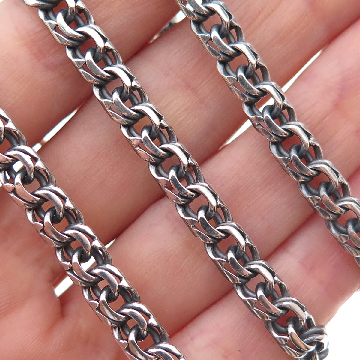 875 Silver Vintage Bismark Oxidized Chain Necklace 24"