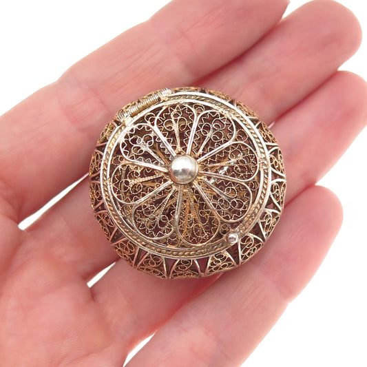 800 Silver Gold Plated Antique Art Deco Filigree Rosary Chain Box