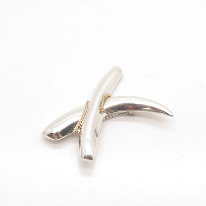925 Sterling Silver 2-Tone Vintage Mexico Modernist Pin Brooch