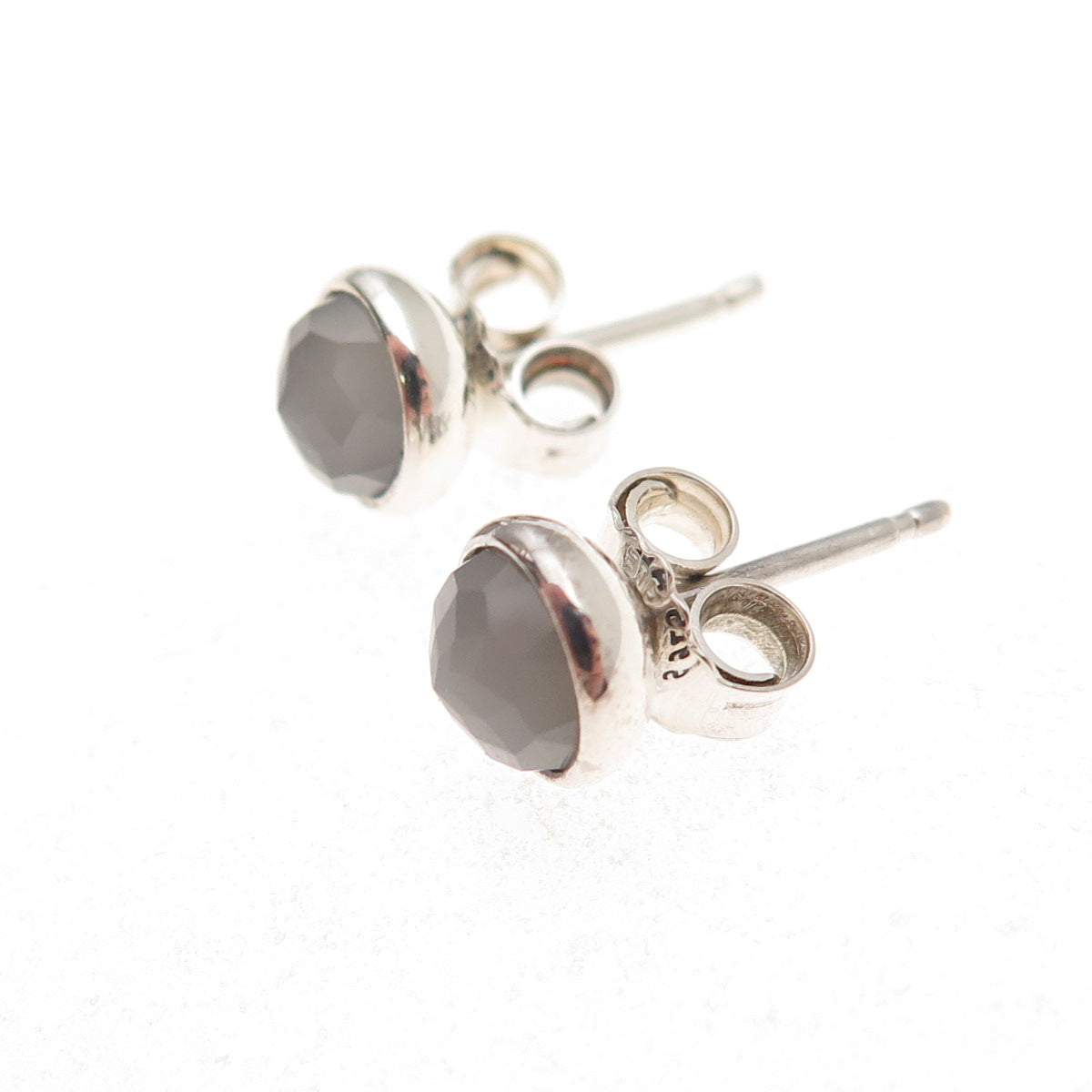 Pandora Sterling Silver Real Gray Moonstone June Birthday Blooms Stud Earrings