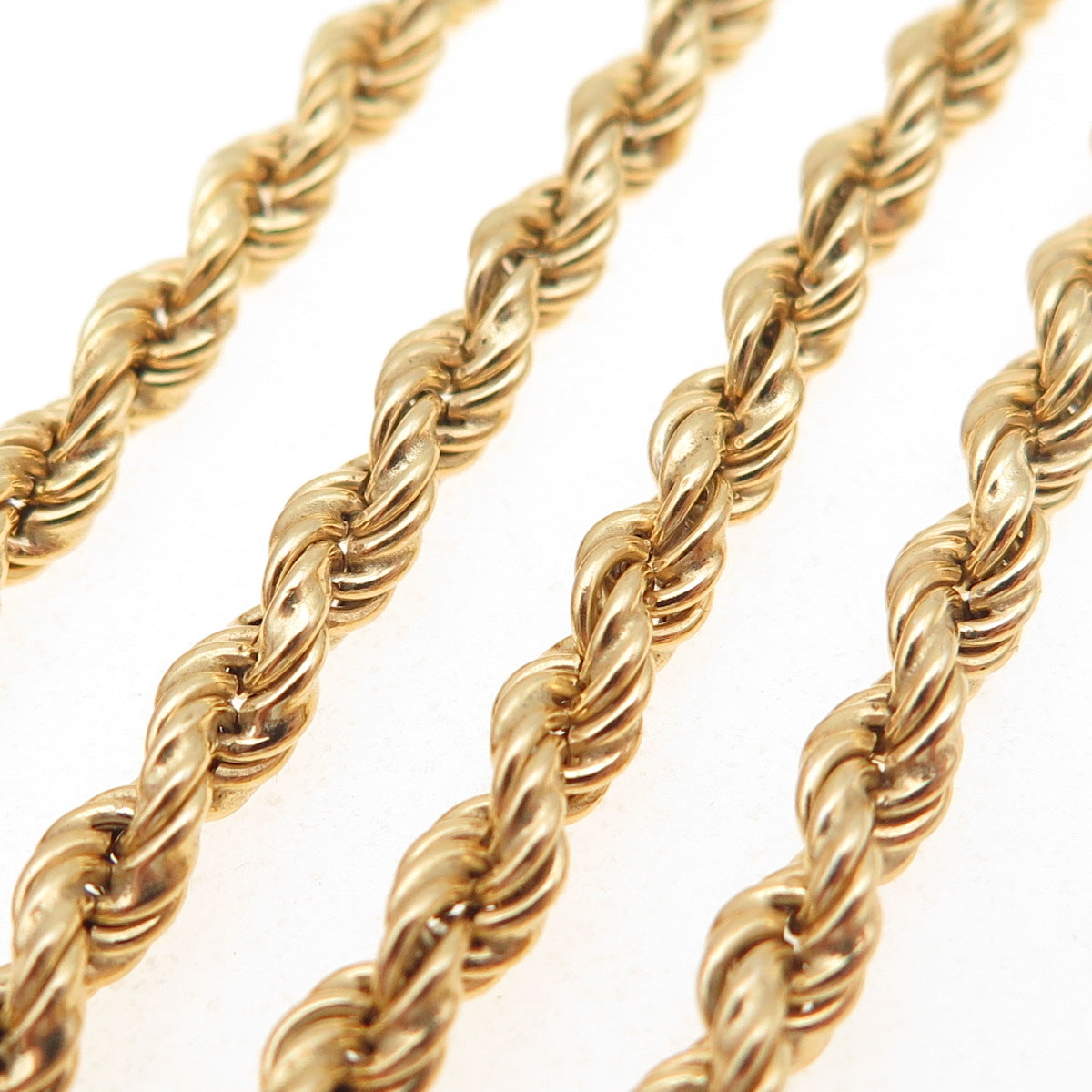 925 Sterling Silver Gold Plated Italy Twisted Rope Chain Necklace 24"