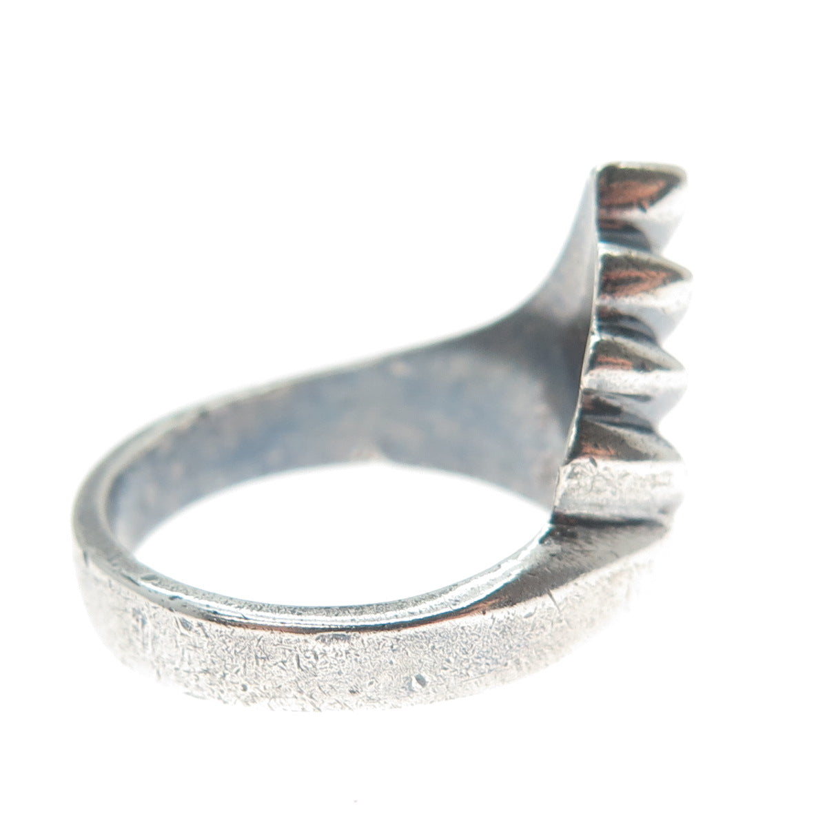 925 Sterling Silver Vintage Mexico Modernist Wing Oxidized Ring Size 6.5