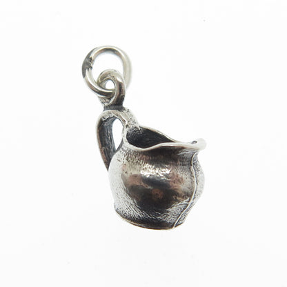 925 Sterling Silver Vintage Milk Pitcher 3D Charm Pendant