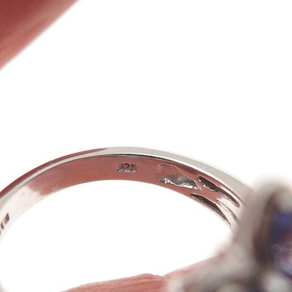 Chuck Clemency 925 Sterling Silver Real Tanzanite & White Topaz Ring Size 8.25