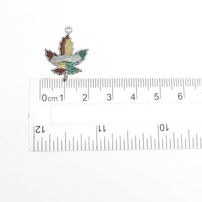 BREADNER CO. 925 Sterling Antique Enamel Montreal Maple Leaf Minimalist Pendant