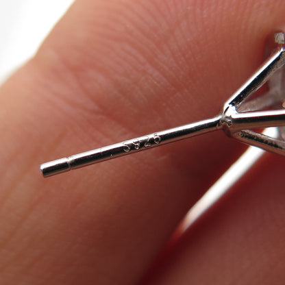 925 Sterling Silver Round & Emerald-Cut C Z Interchangeable Stud Earrings