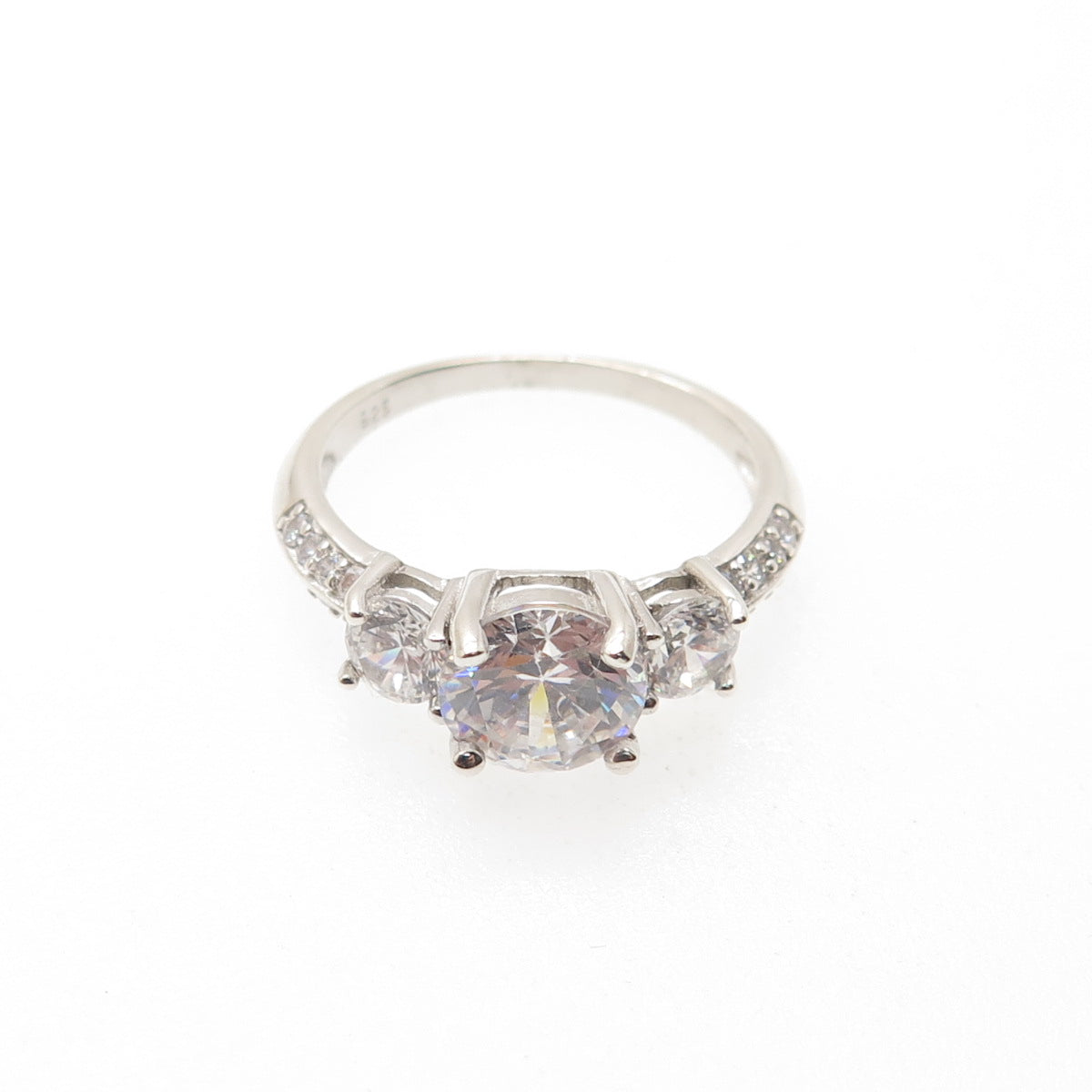 925 Sterling Silver Round-Cut C Z Engagement Ring Size 5.75