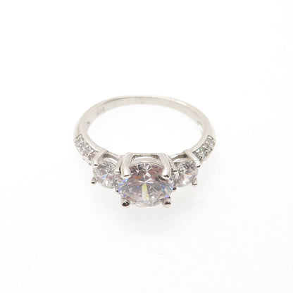 925 Sterling Silver Round-Cut C Z Engagement Ring Size 5.75