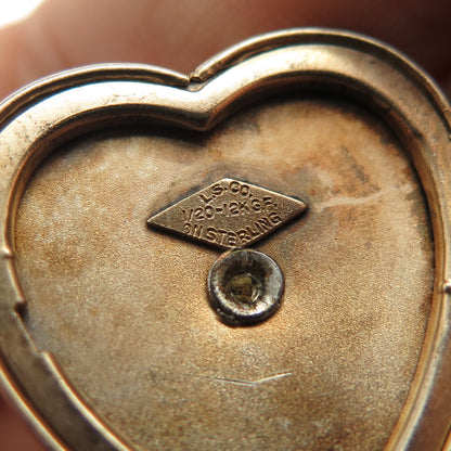 Louis Stern 800/925 Silver 1/20 12K GF Antique WWII US Navy Heart Locket Brooch