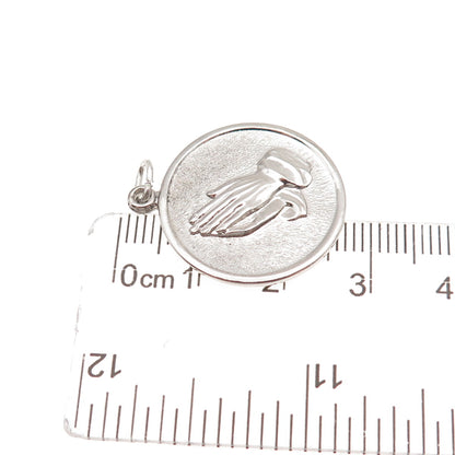 925 Sterling Silver Vintage Prayer Hands Charm Pendant